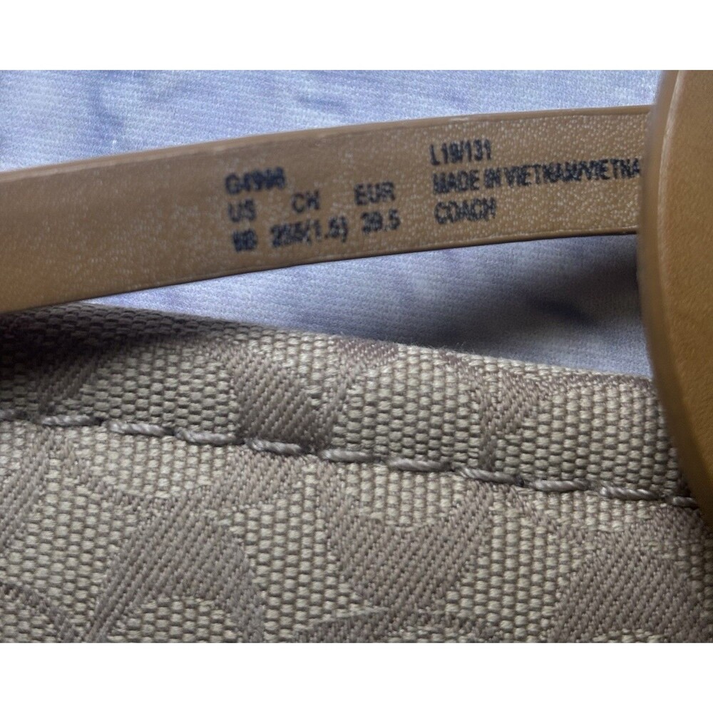 Coach Jeri Logo Genuine Leather Sandals Flats Thong Strappy Tan Sz 9 Eur 39.5 - Picture 7 of 9